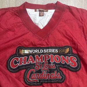 St Louis Cardinals World Series Jacket Windbreaker Nylon Fleece Lined Red Men XL